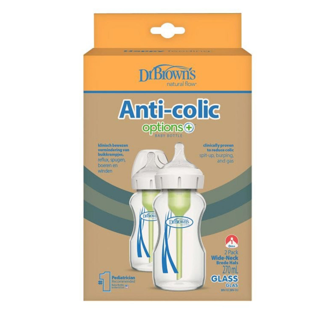 Dr. Brown's Options+ Anti-colic Bottle 2-pack | Wide neck bottle 270 ml glass