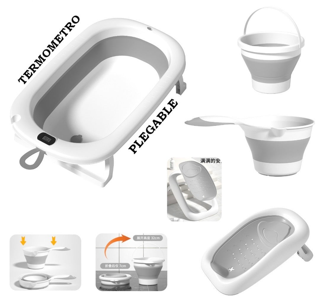 Compact & Modern Foldable Baby Bathtub with Accessories