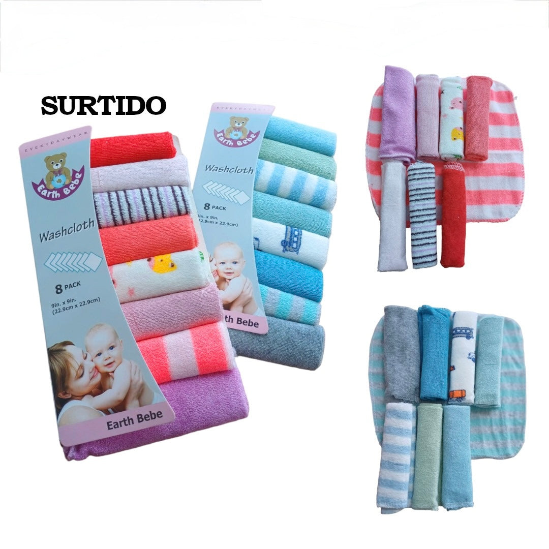 Earth Bebe 8-Pack Gentle Baby Washcloths